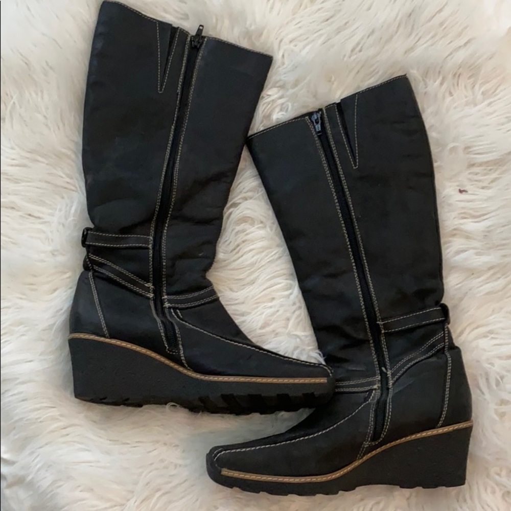 I ❤️ Italian Boots- Black Wedges Boots